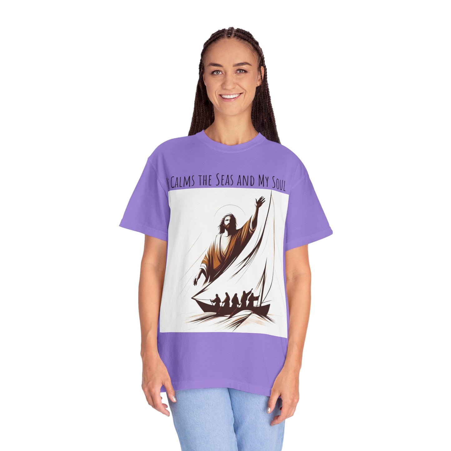 Faith-Inspired Unisex T-Shirt | Jesus Calms the Sea, Christian Gift, Relaxed Fit Tee, Spiritual Apparel, Casual Wear | guided by grace t-shirt