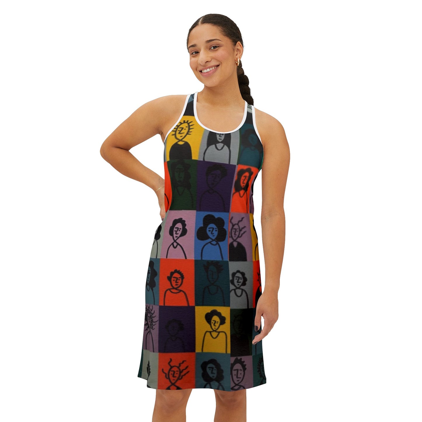 Vibrant Women's Racerback Dress, Artful Casual Summer Dress, Unique Graphic Dress, Colorful Art Dress, Everyday Wear, Festival Outfit