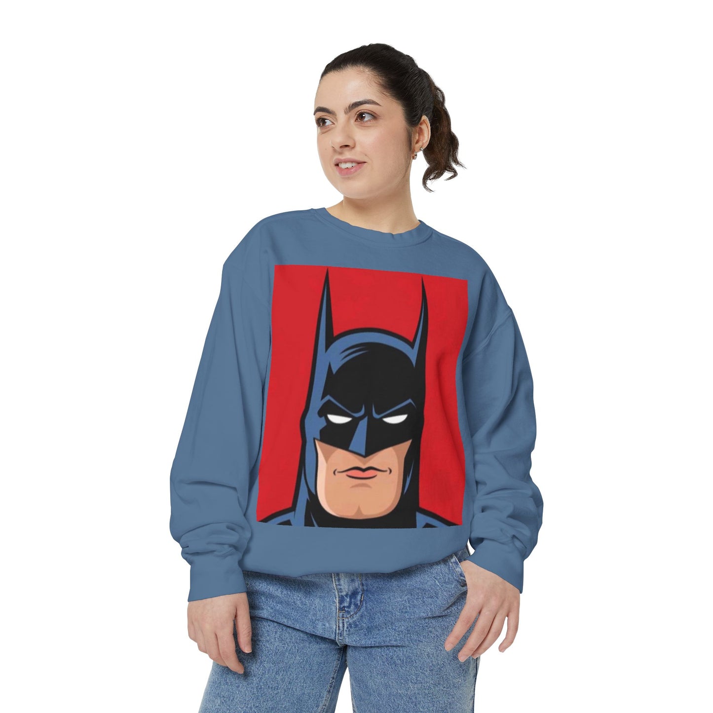 Batman Vintage Unisex Garment-Dyed Sweatshirt, Cozy Graphic Sweatshirt, Retro Style Crewneck, Gifts for Fans, Superhero Apparel