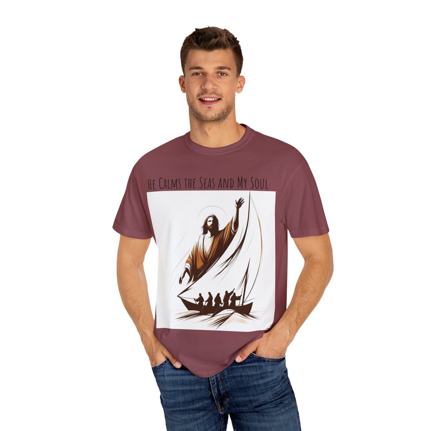 Faith-Inspired Unisex T-Shirt | Jesus Calms the Sea, Christian Gift, Relaxed Fit Tee, Spiritual Apparel, Casual Wear | guided by grace t-shirt