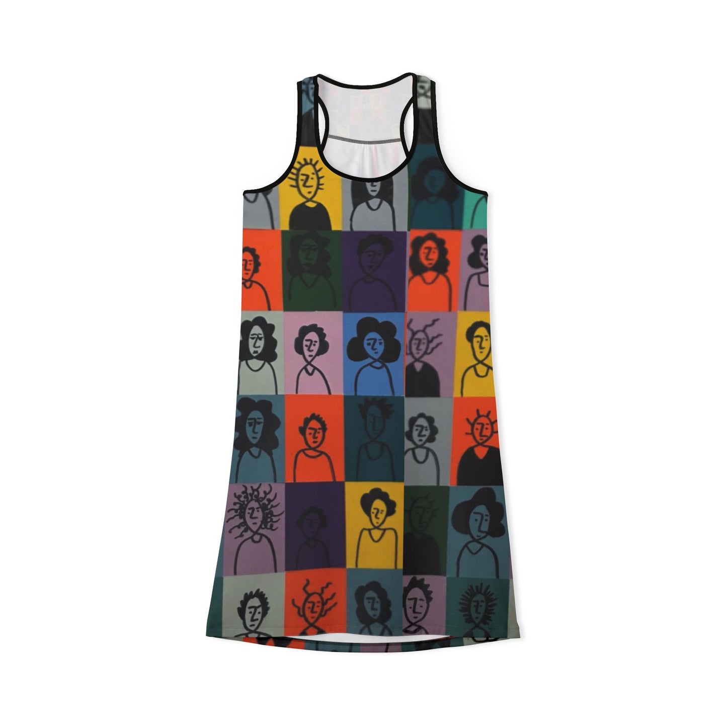 Vibrant Women's Racerback Dress, Artful Casual Summer Dress, Unique Graphic Dress, Colorful Art Dress, Everyday Wear, Festival Outfit