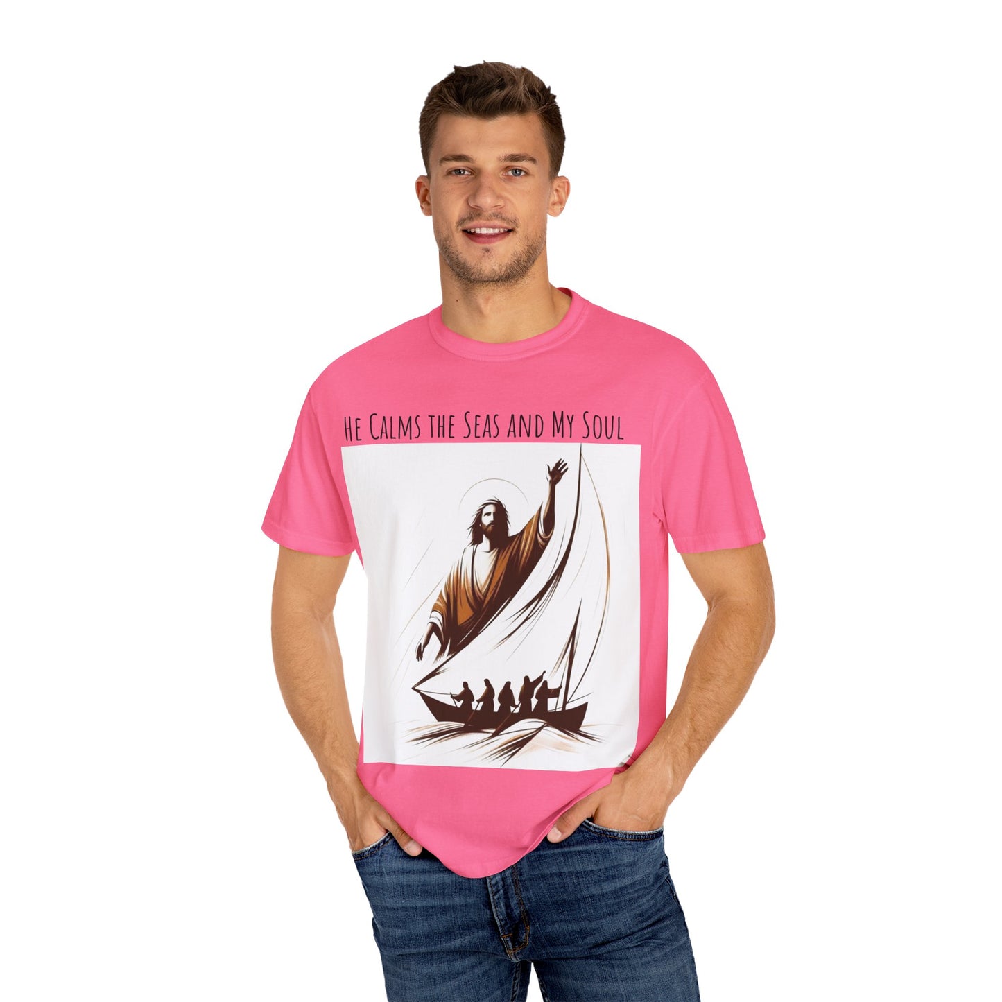Faith-Inspired Unisex T-Shirt | Jesus Calms the Sea, Christian Gift, Relaxed Fit Tee, Spiritual Apparel, Casual Wear | guided by grace t-shirt