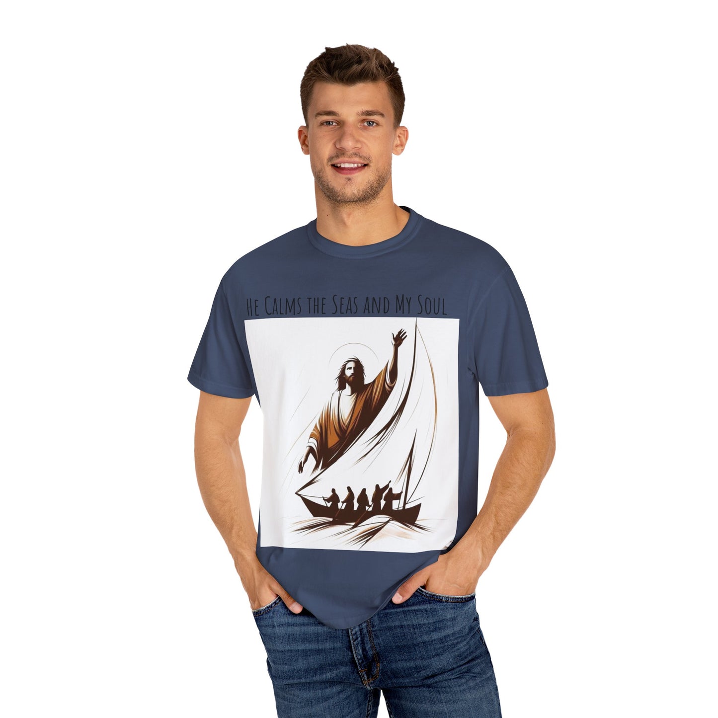Faith-Inspired Unisex T-Shirt | Jesus Calms the Sea, Christian Gift, Relaxed Fit Tee, Spiritual Apparel, Casual Wear | guided by grace t-shirt