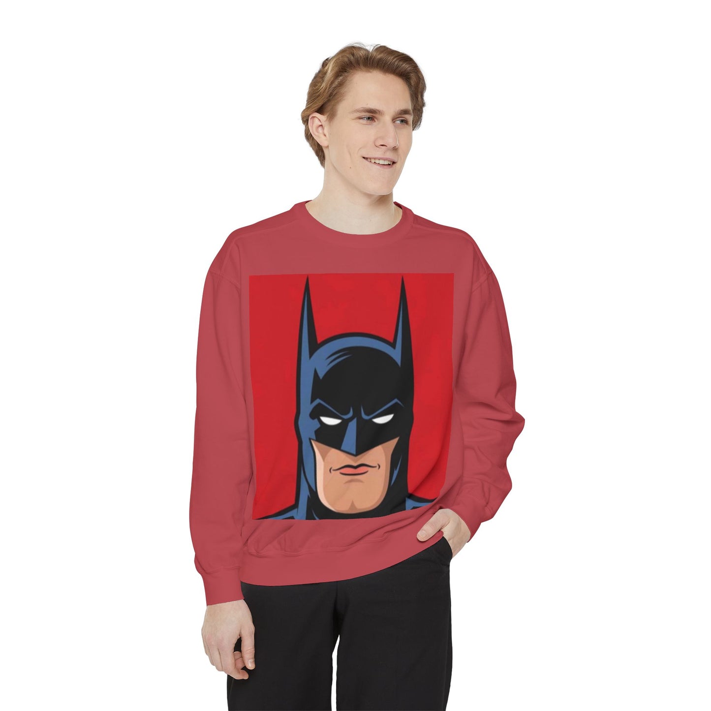 Batman Vintage Unisex Garment-Dyed Sweatshirt, Cozy Graphic Sweatshirt, Retro Style Crewneck, Gifts for Fans, Superhero Apparel