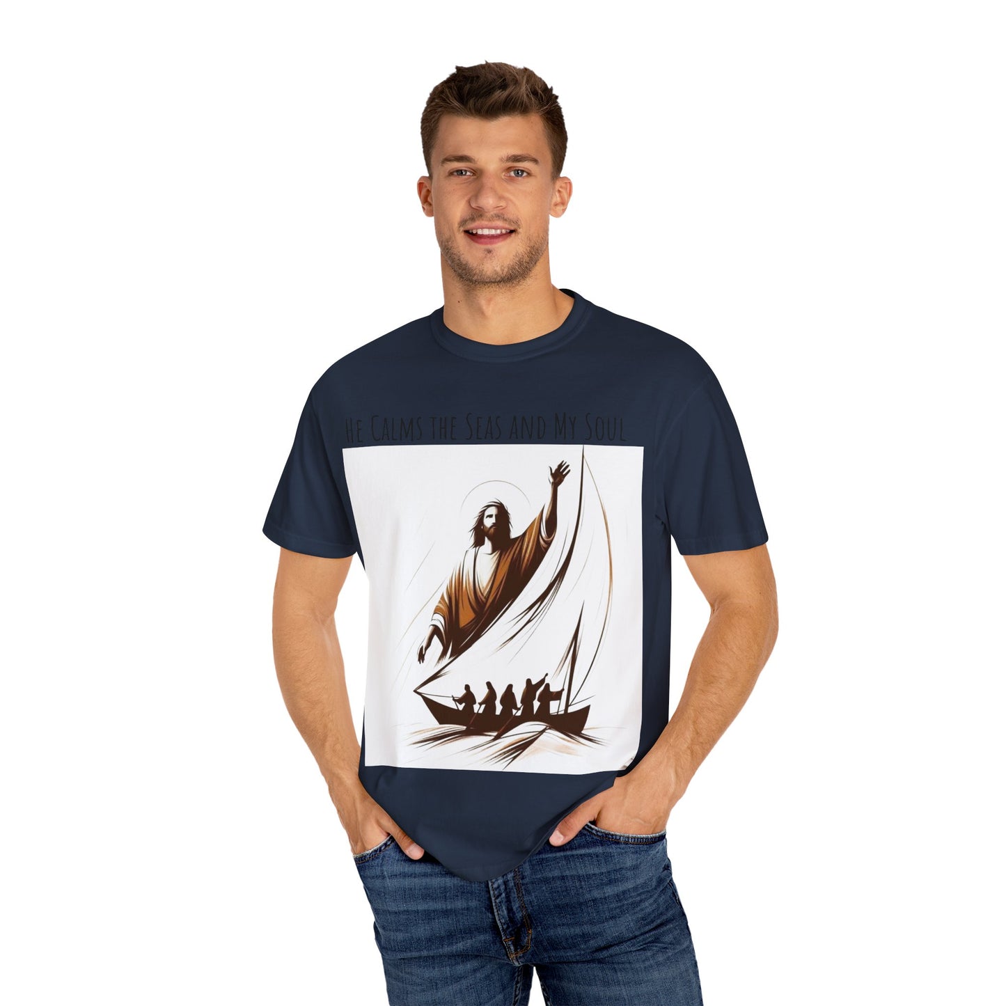 Faith-Inspired Unisex T-Shirt | Jesus Calms the Sea, Christian Gift, Relaxed Fit Tee, Spiritual Apparel, Casual Wear | guided by grace t-shirt