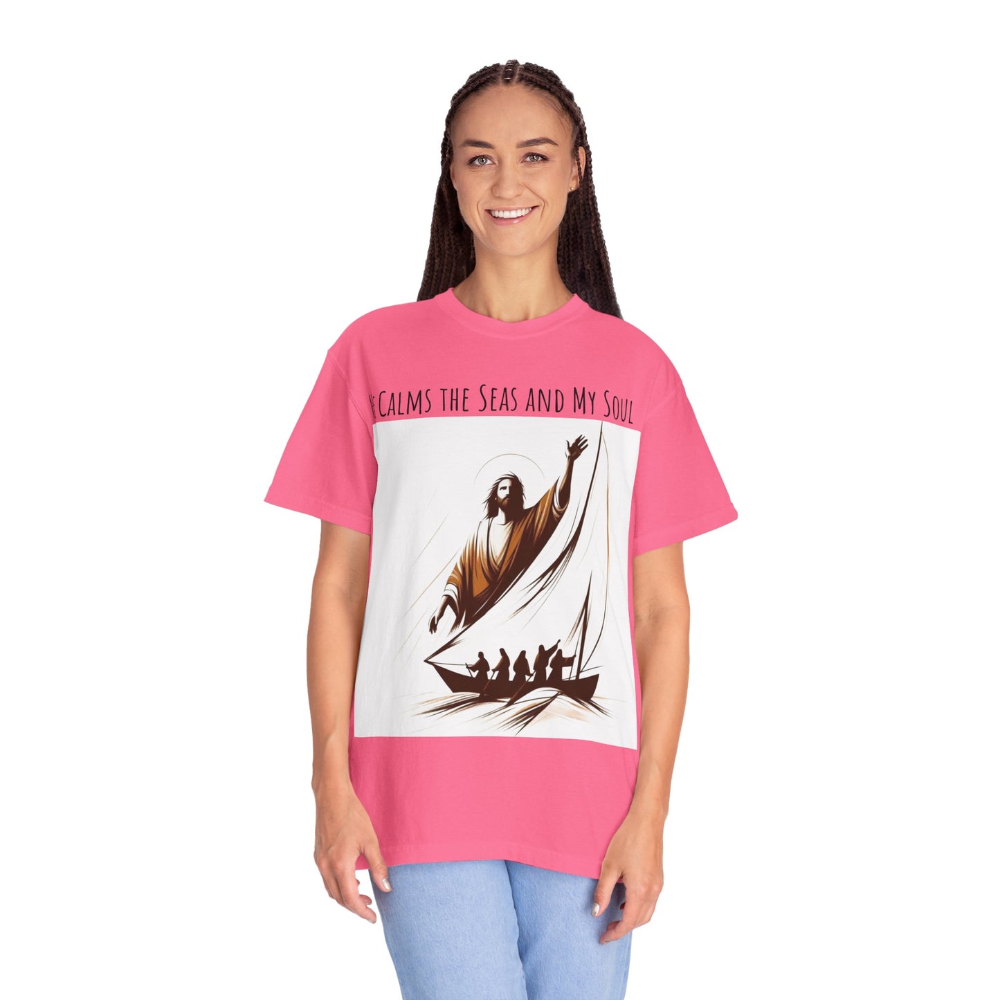Faith-Inspired Unisex T-Shirt | Jesus Calms the Sea, Christian Gift, Relaxed Fit Tee, Spiritual Apparel, Casual Wear | guided by grace t-shirt