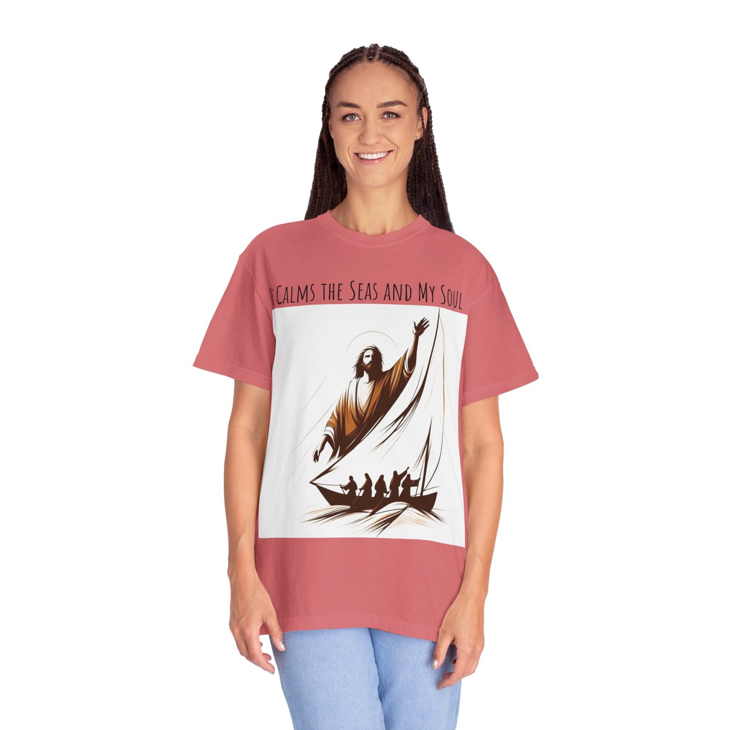 Faith-Inspired Unisex T-Shirt | Jesus Calms the Sea, Christian Gift, Relaxed Fit Tee, Spiritual Apparel, Casual Wear | guided by grace t-shirt