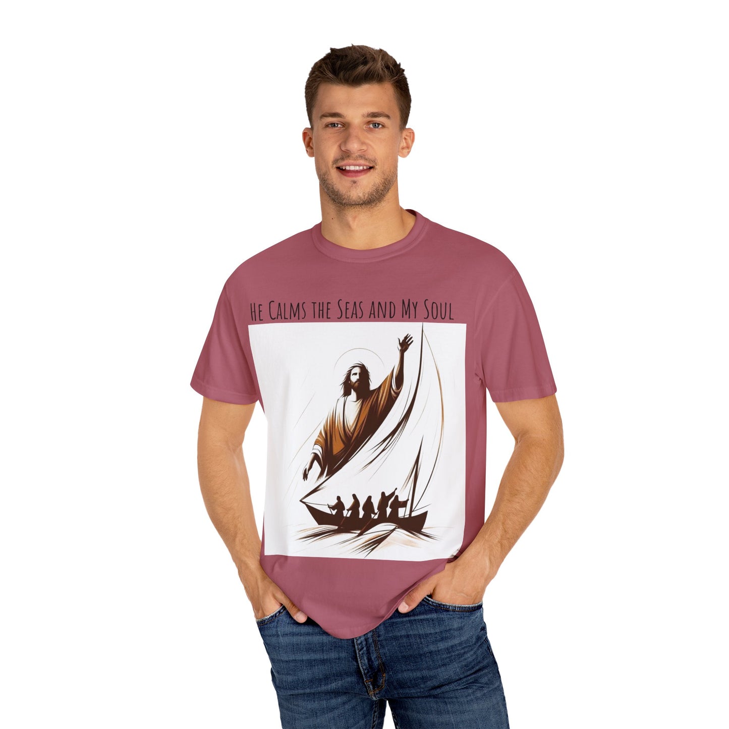 Faith-Inspired Unisex T-Shirt | Jesus Calms the Sea, Christian Gift, Relaxed Fit Tee, Spiritual Apparel, Casual Wear | guided by grace t-shirt