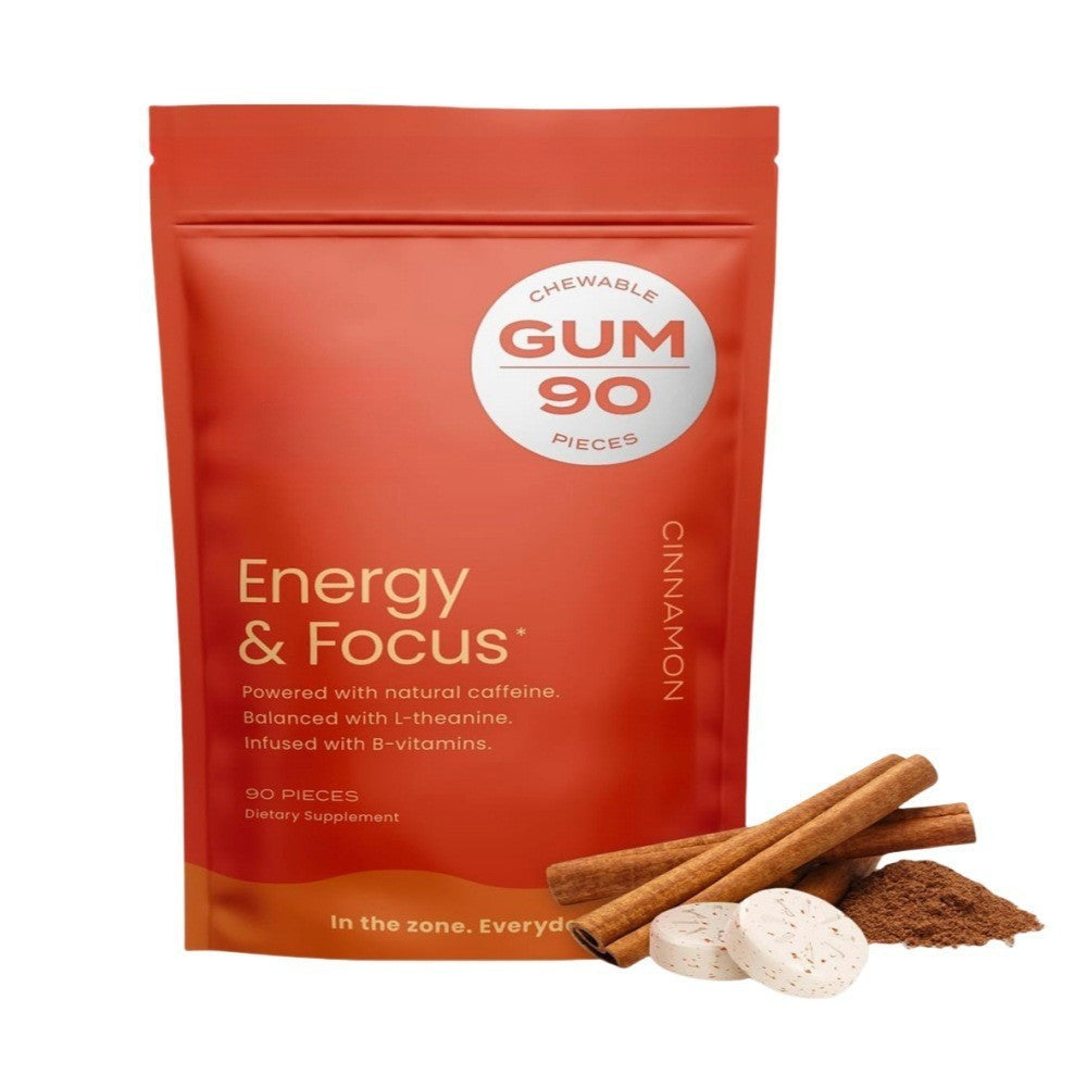 NeuroGum Extra Strength Energy & Focus Gum (90 Count Bag, Peppermint/Cinnamon) | 100mg Natural Caffeine + L-Theanine + Vitamin B12 & B6 + Xylitol | Sugar Free Nootropic Cognitive Brain Performance Supplement