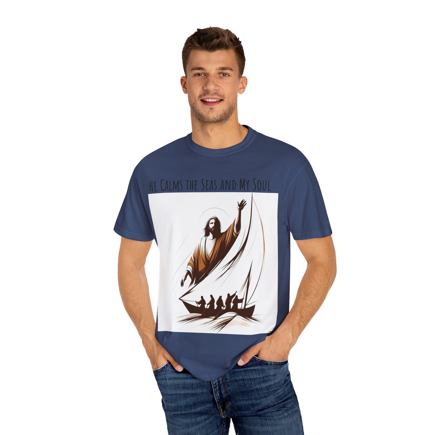 Faith-Inspired Unisex T-Shirt | Jesus Calms the Sea, Christian Gift, Relaxed Fit Tee, Spiritual Apparel, Casual Wear | guided by grace t-shirt