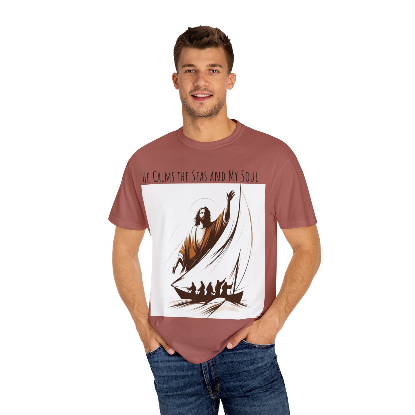 Faith-Inspired Unisex T-Shirt | Jesus Calms the Sea, Christian Gift, Relaxed Fit Tee, Spiritual Apparel, Casual Wear | guided by grace t-shirt