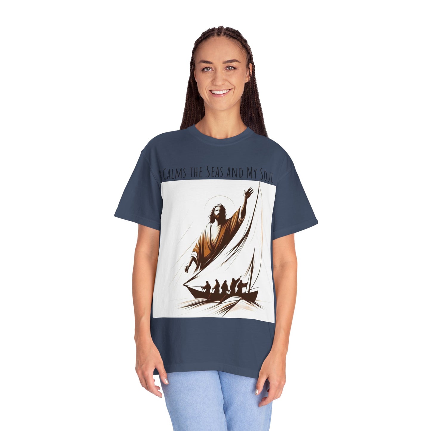 Faith-Inspired Unisex T-Shirt | Jesus Calms the Sea, Christian Gift, Relaxed Fit Tee, Spiritual Apparel, Casual Wear | guided by grace t-shirt