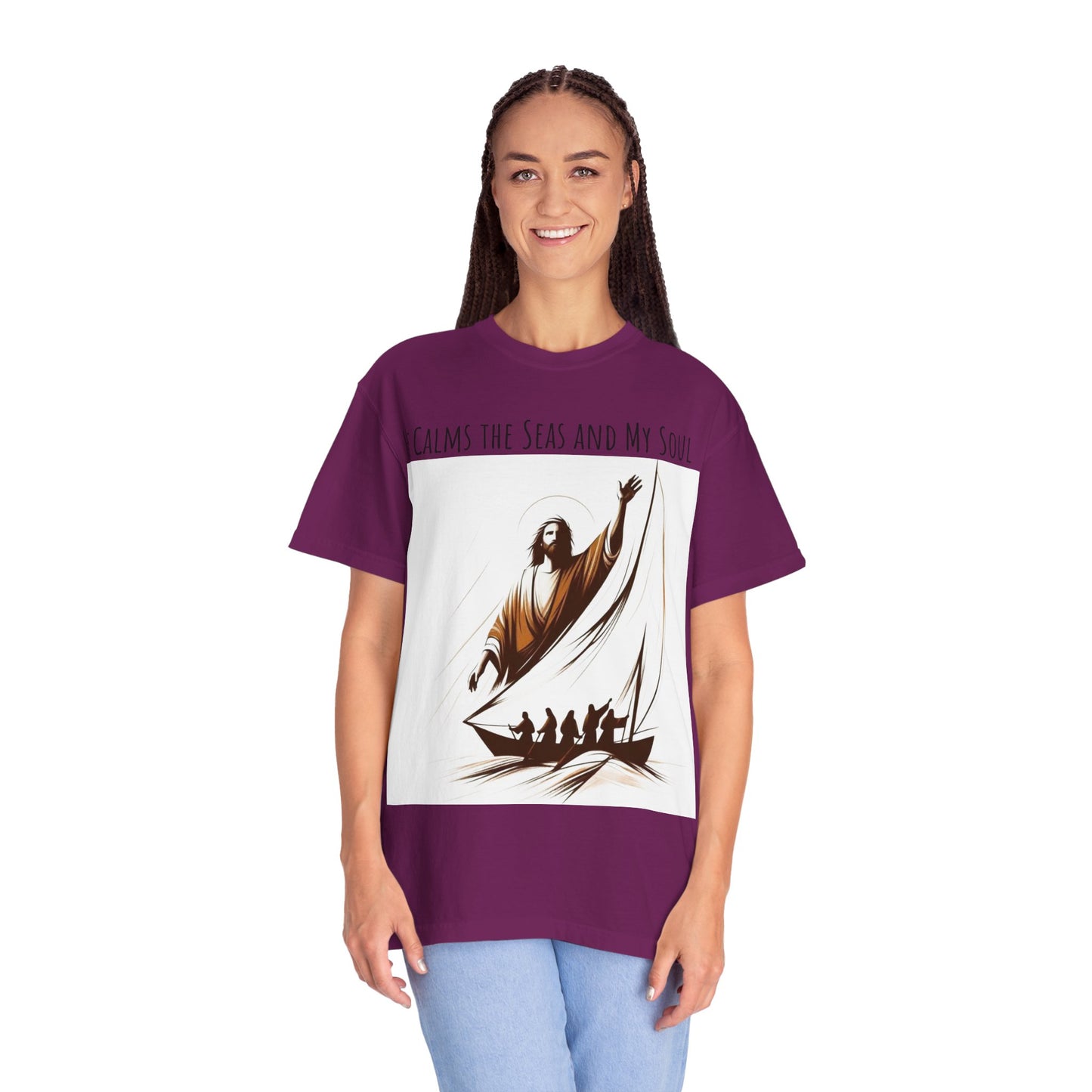 Faith-Inspired Unisex T-Shirt | Jesus Calms the Sea, Christian Gift, Relaxed Fit Tee, Spiritual Apparel, Casual Wear | guided by grace t-shirt