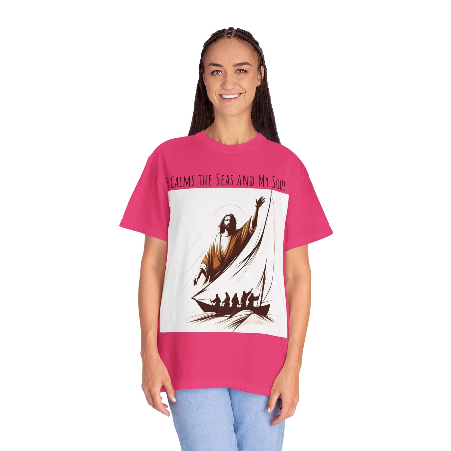 Faith-Inspired Unisex T-Shirt | Jesus Calms the Sea, Christian Gift, Relaxed Fit Tee, Spiritual Apparel, Casual Wear | guided by grace t-shirt
