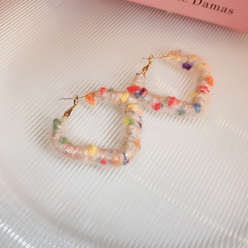 Silver Needle European And American Vintage Crumpled Resin Geometric Earrings