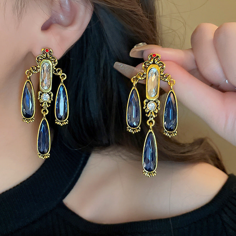 Silver Needle European And American Vintage Crumpled Resin Geometric Earrings