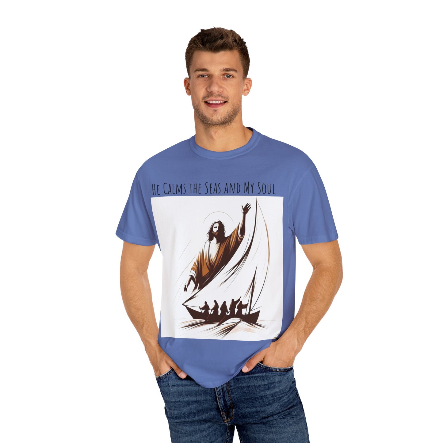 Faith-Inspired Unisex T-Shirt | Jesus Calms the Sea, Christian Gift, Relaxed Fit Tee, Spiritual Apparel, Casual Wear | guided by grace t-shirt