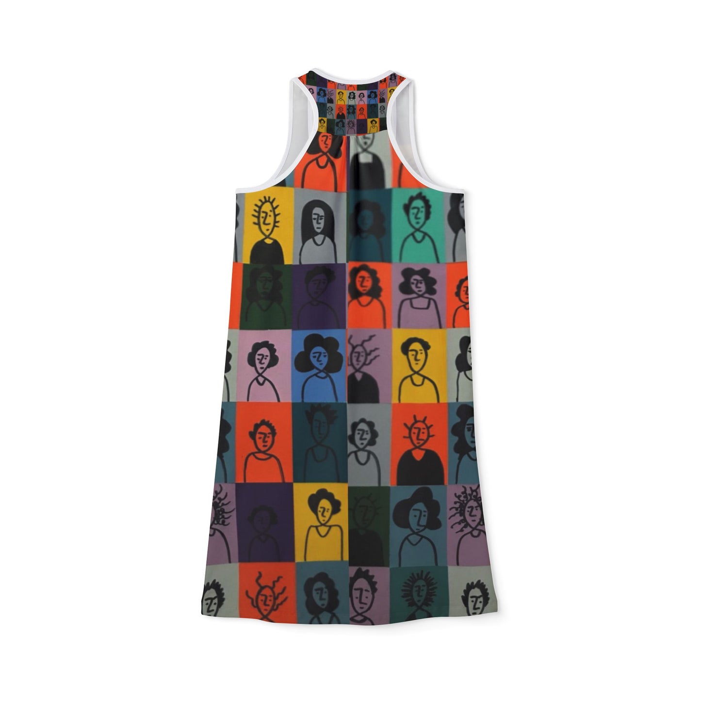 Vibrant Women's Racerback Dress, Artful Casual Summer Dress, Unique Graphic Dress, Colorful Art Dress, Everyday Wear, Festival Outfit