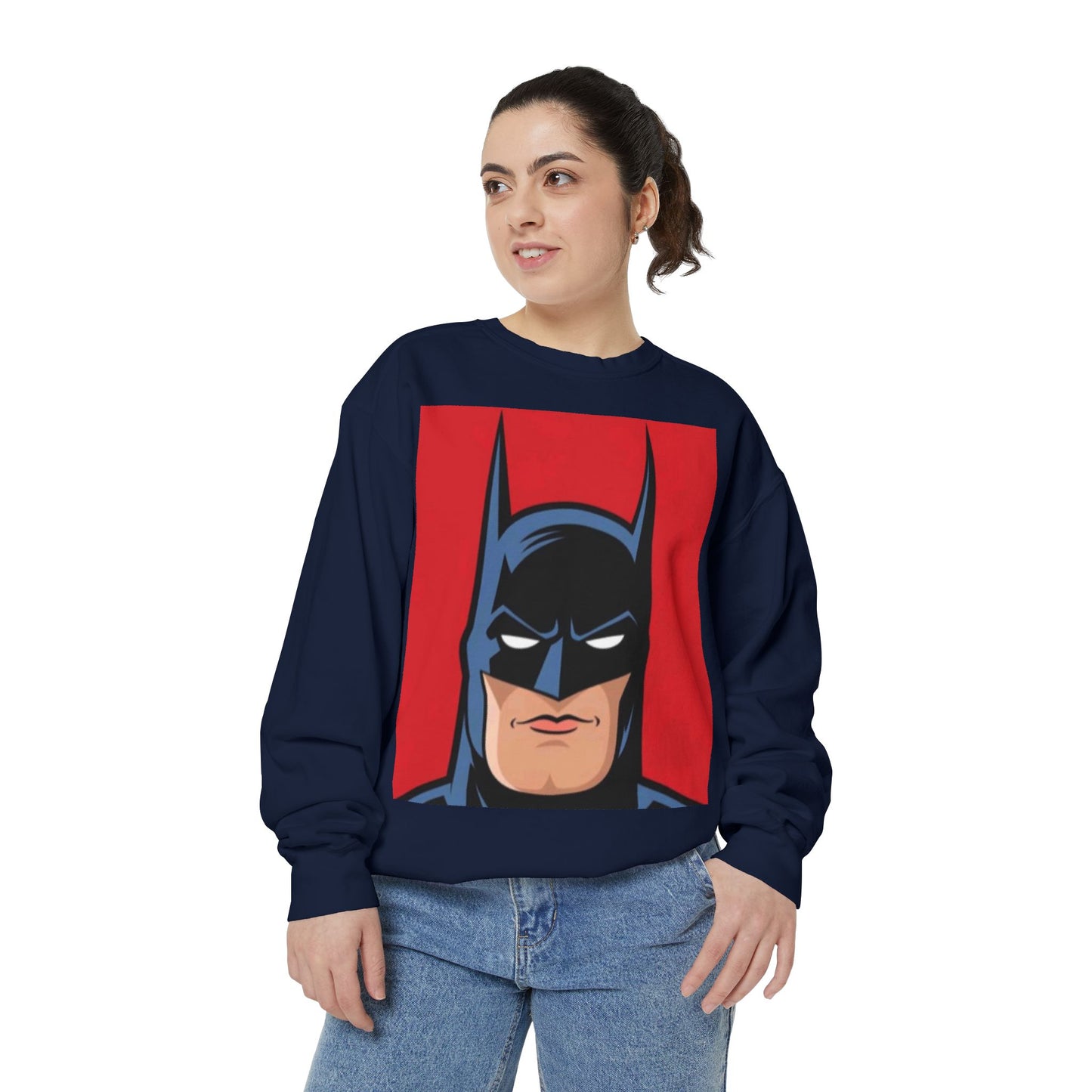 Batman Vintage Unisex Garment-Dyed Sweatshirt, Cozy Graphic Sweatshirt, Retro Style Crewneck, Gifts for Fans, Superhero Apparel