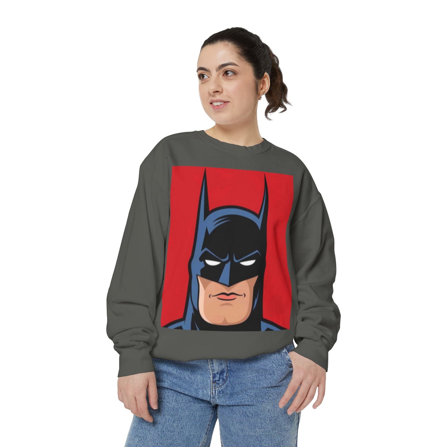 Batman Vintage Unisex Garment-Dyed Sweatshirt, Cozy Graphic Sweatshirt, Retro Style Crewneck, Gifts for Fans, Superhero Apparel