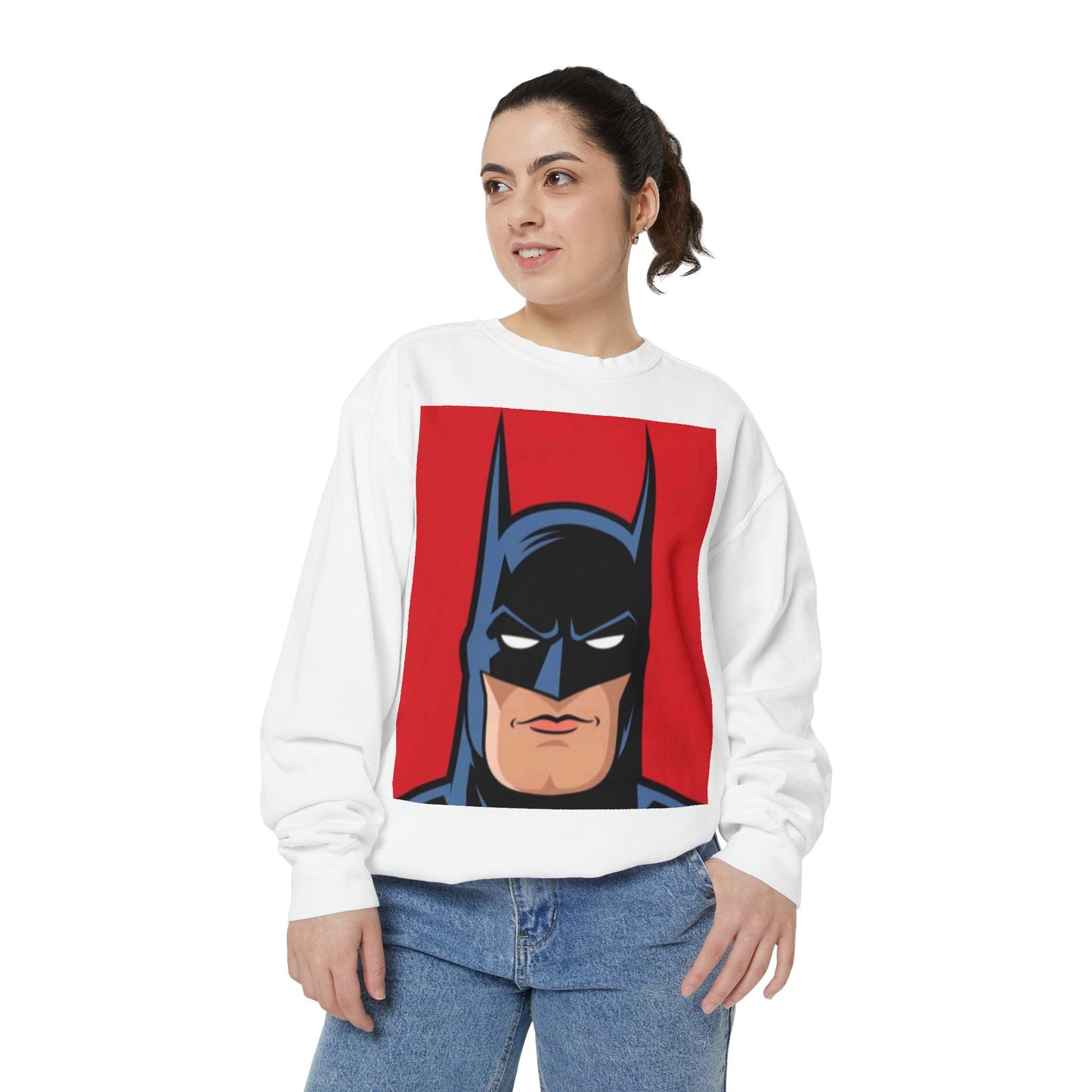 Batman Vintage Unisex Garment-Dyed Sweatshirt, Cozy Graphic Sweatshirt, Retro Style Crewneck, Gifts for Fans, Superhero Apparel