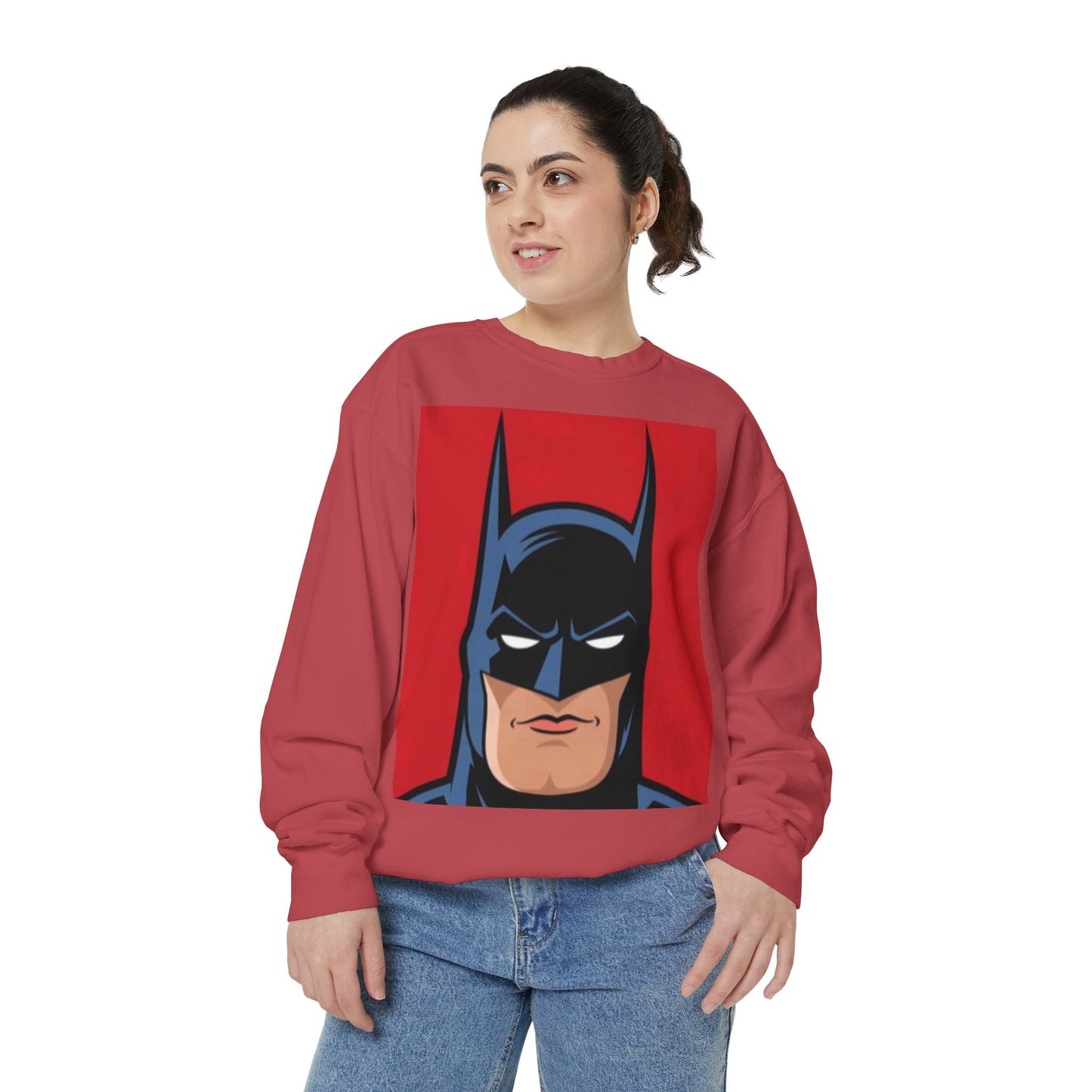 Batman Vintage Unisex Garment-Dyed Sweatshirt, Cozy Graphic Sweatshirt, Retro Style Crewneck, Gifts for Fans, Superhero Apparel