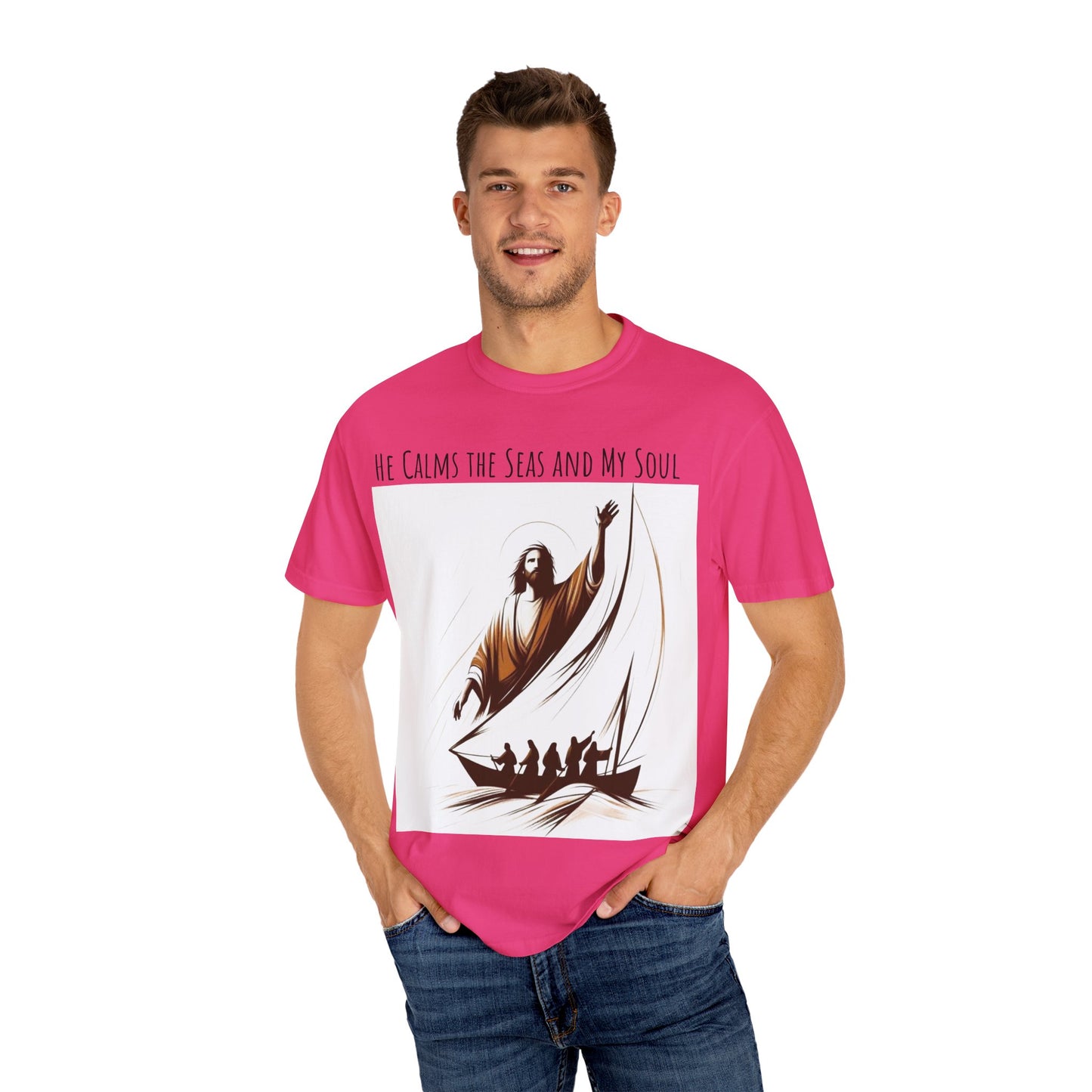 Faith-Inspired Unisex T-Shirt | Jesus Calms the Sea, Christian Gift, Relaxed Fit Tee, Spiritual Apparel, Casual Wear | guided by grace t-shirt