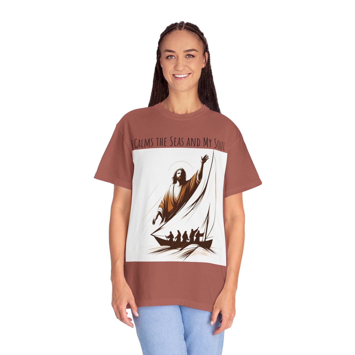 Faith-Inspired Unisex T-Shirt | Jesus Calms the Sea, Christian Gift, Relaxed Fit Tee, Spiritual Apparel, Casual Wear | guided by grace t-shirt