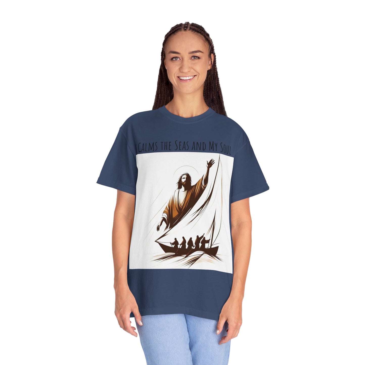 Faith-Inspired Unisex T-Shirt | Jesus Calms the Sea, Christian Gift, Relaxed Fit Tee, Spiritual Apparel, Casual Wear | guided by grace t-shirt