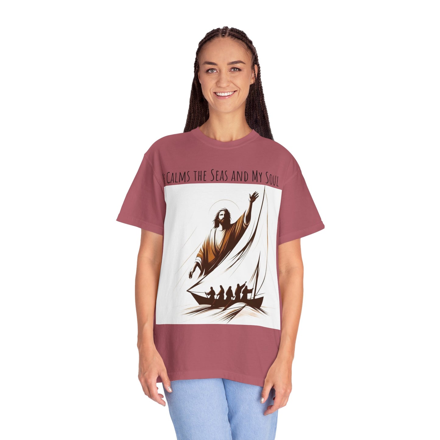 Faith-Inspired Unisex T-Shirt | Jesus Calms the Sea, Christian Gift, Relaxed Fit Tee, Spiritual Apparel, Casual Wear | guided by grace t-shirt
