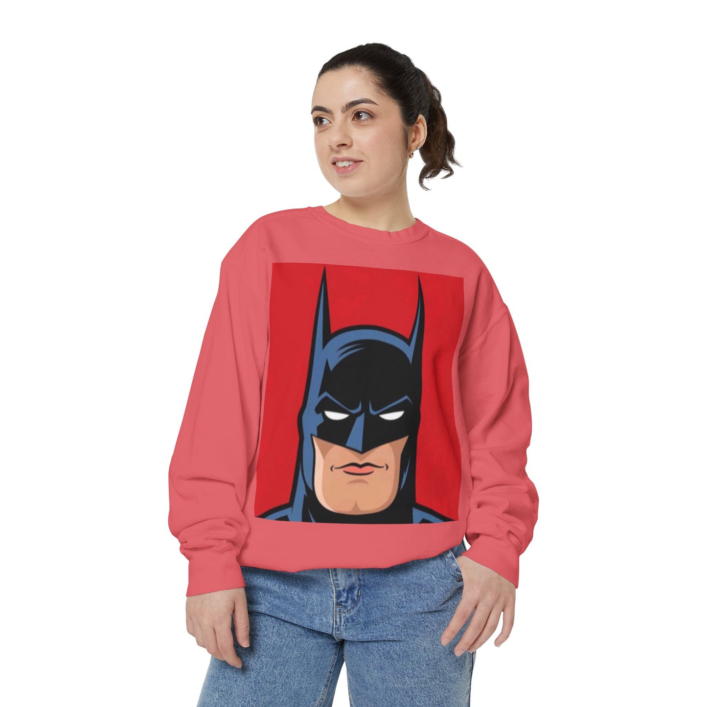 Batman Vintage Unisex Garment-Dyed Sweatshirt, Cozy Graphic Sweatshirt, Retro Style Crewneck, Gifts for Fans, Superhero Apparel