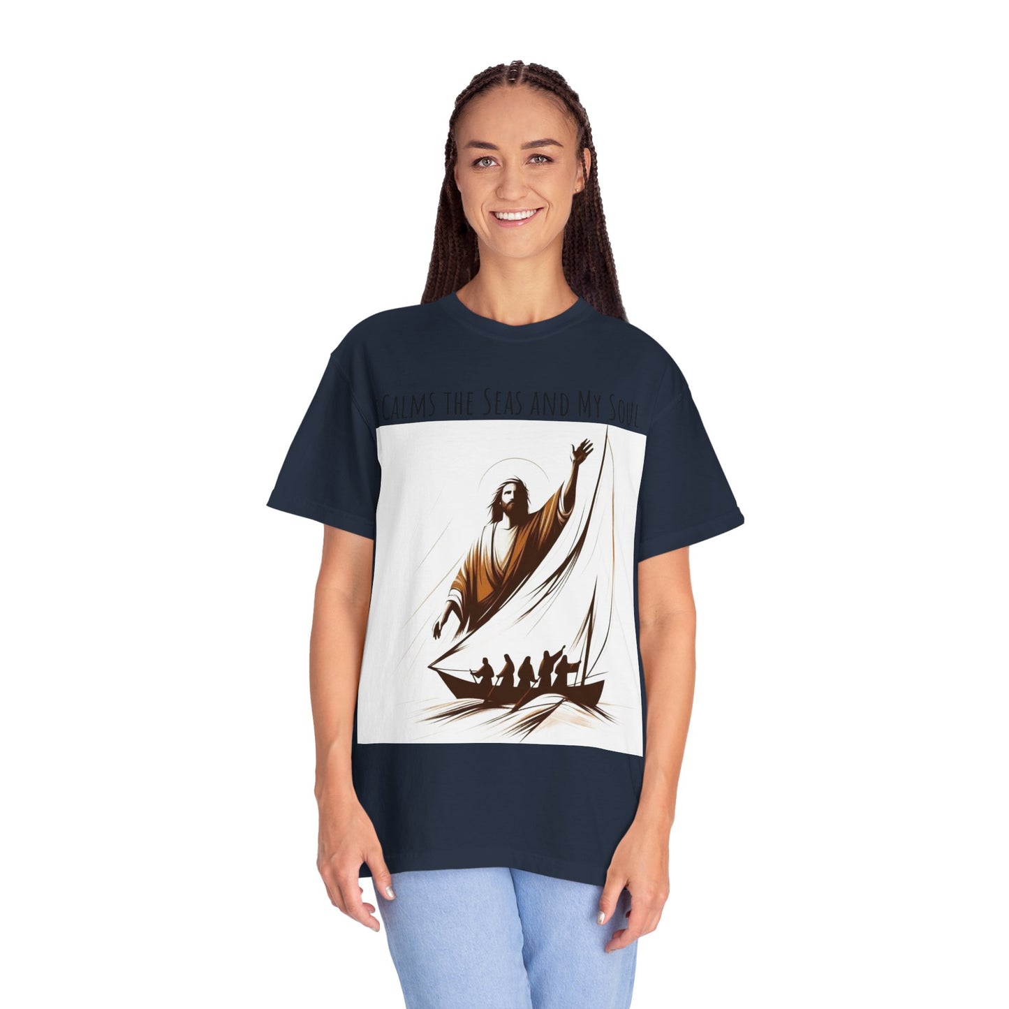 Faith-Inspired Unisex T-Shirt | Jesus Calms the Sea, Christian Gift, Relaxed Fit Tee, Spiritual Apparel, Casual Wear | guided by grace t-shirt