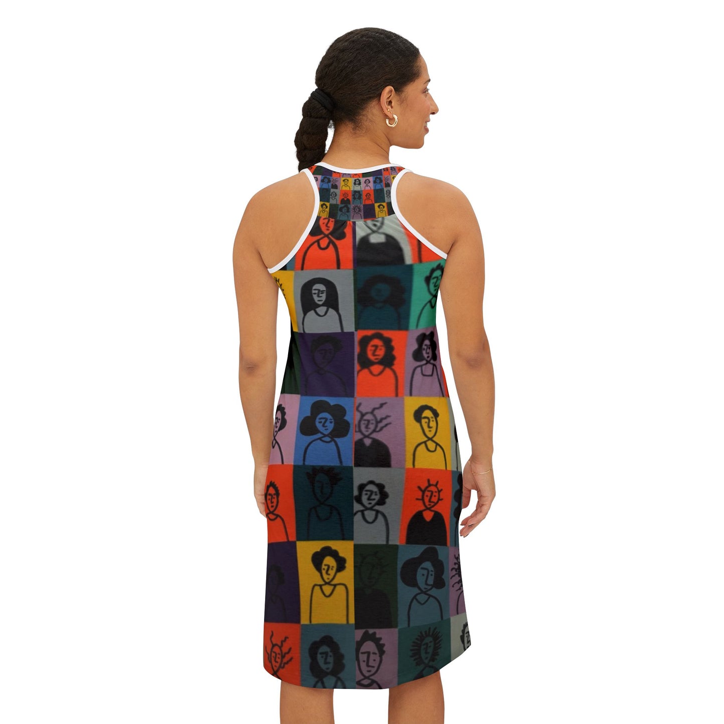 Vibrant Women's Racerback Dress, Artful Casual Summer Dress, Unique Graphic Dress, Colorful Art Dress, Everyday Wear, Festival Outfit