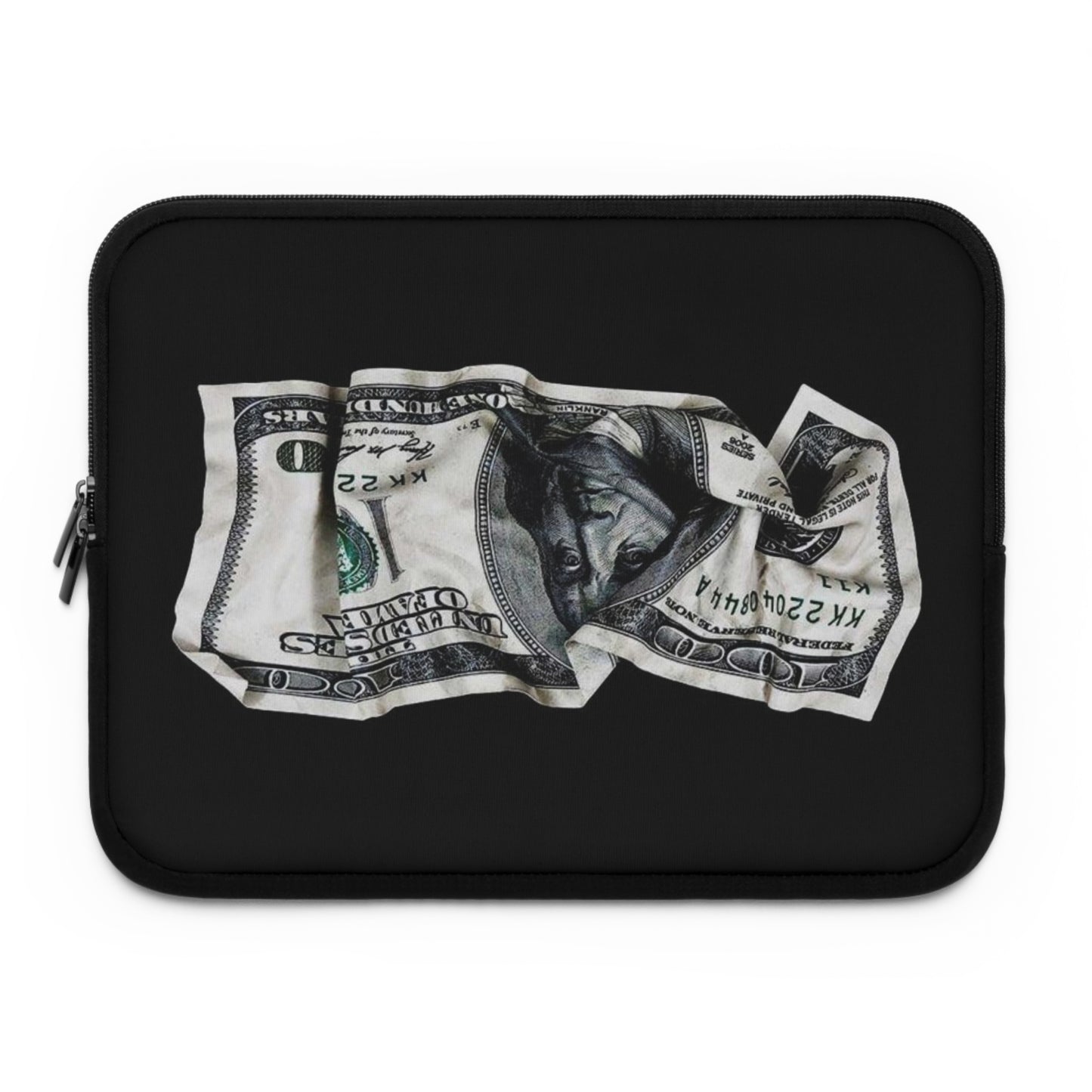 Money is Crumpled - Dollar Laptop Sleeve | switch to e-coins - Trendy Tech Accessory, Gift for Students, Urban Style, Tech Organizer, Office Essentials