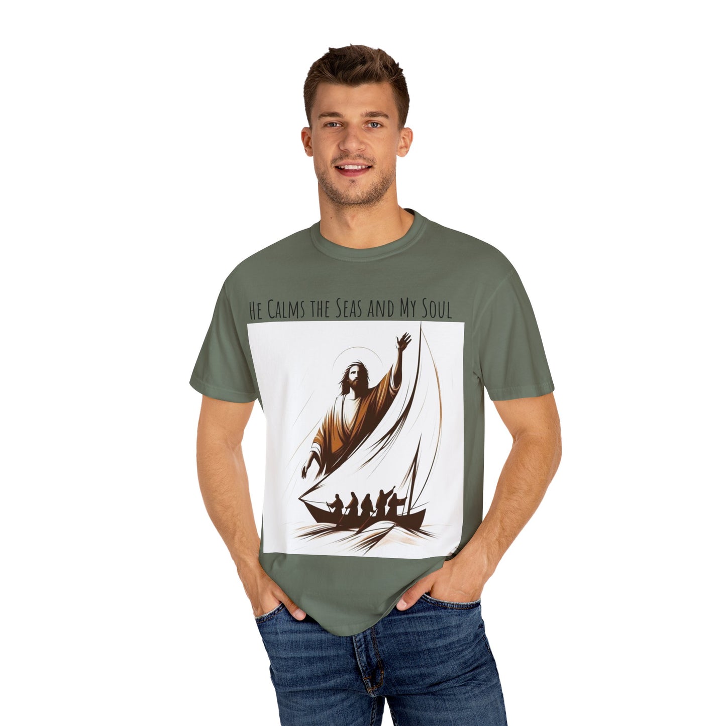 Faith-Inspired Unisex T-Shirt | Jesus Calms the Sea, Christian Gift, Relaxed Fit Tee, Spiritual Apparel, Casual Wear | guided by grace t-shirt