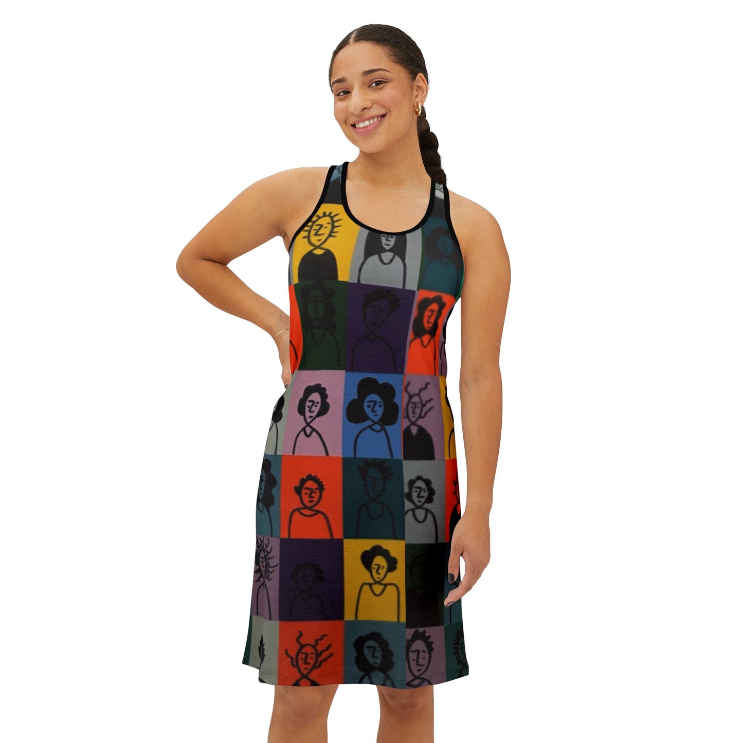 Vibrant Women's Racerback Dress, Artful Casual Summer Dress, Unique Graphic Dress, Colorful Art Dress, Everyday Wear, Festival Outfit