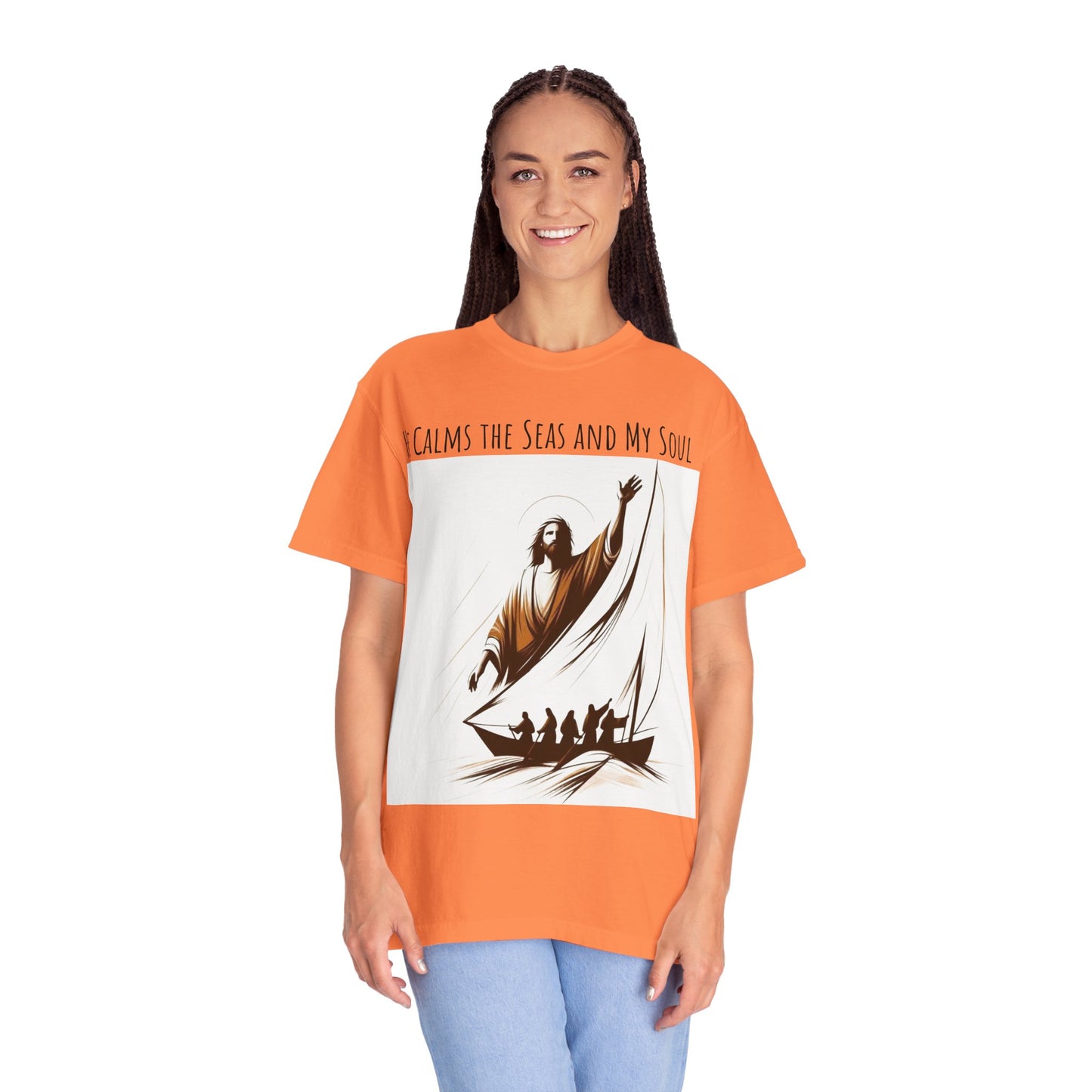Faith-Inspired Unisex T-Shirt | Jesus Calms the Sea, Christian Gift, Relaxed Fit Tee, Spiritual Apparel, Casual Wear | guided by grace t-shirt