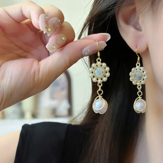 Retro Hong Kong Style Long Elegant Earrings Light Luxury
