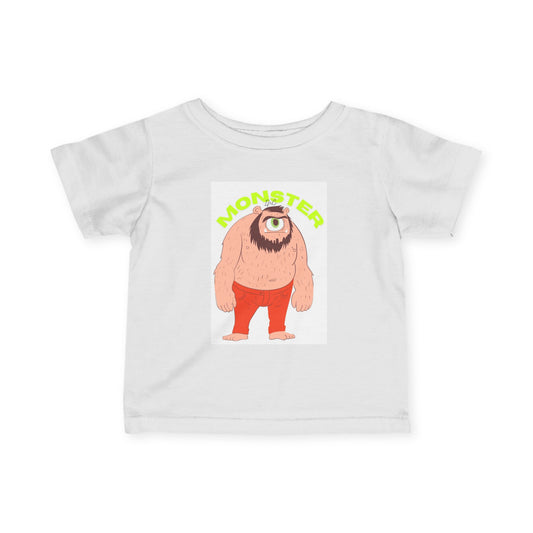 Monster-Themed Infant Fine Jersey Tee, Cute Baby T-Shirt, Kids Monster Shirt, Toddler Casual Wear, Birthday Gift for Babies, Fun Graphic Tee