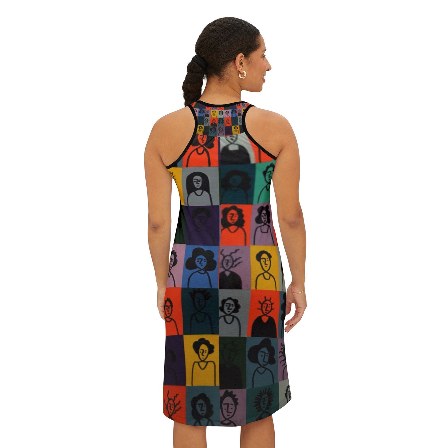 Vibrant Women's Racerback Dress, Artful Casual Summer Dress, Unique Graphic Dress, Colorful Art Dress, Everyday Wear, Festival Outfit