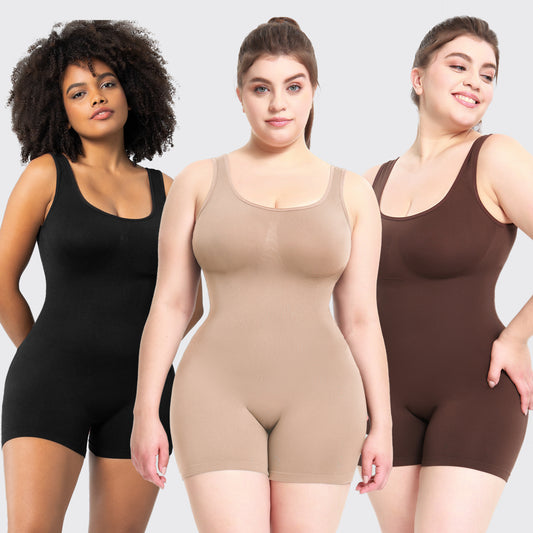 Women's Shapewear solid colors - Bodysuit Tummy Control Body Shaper Seamless Sculpting Snatched Waist Body Suit