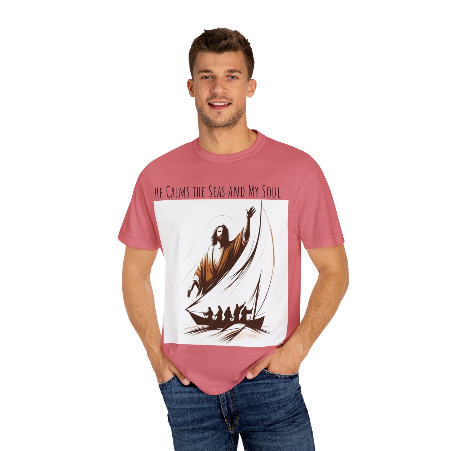 Faith-Inspired Unisex T-Shirt | Jesus Calms the Sea, Christian Gift, Relaxed Fit Tee, Spiritual Apparel, Casual Wear | guided by grace t-shirt