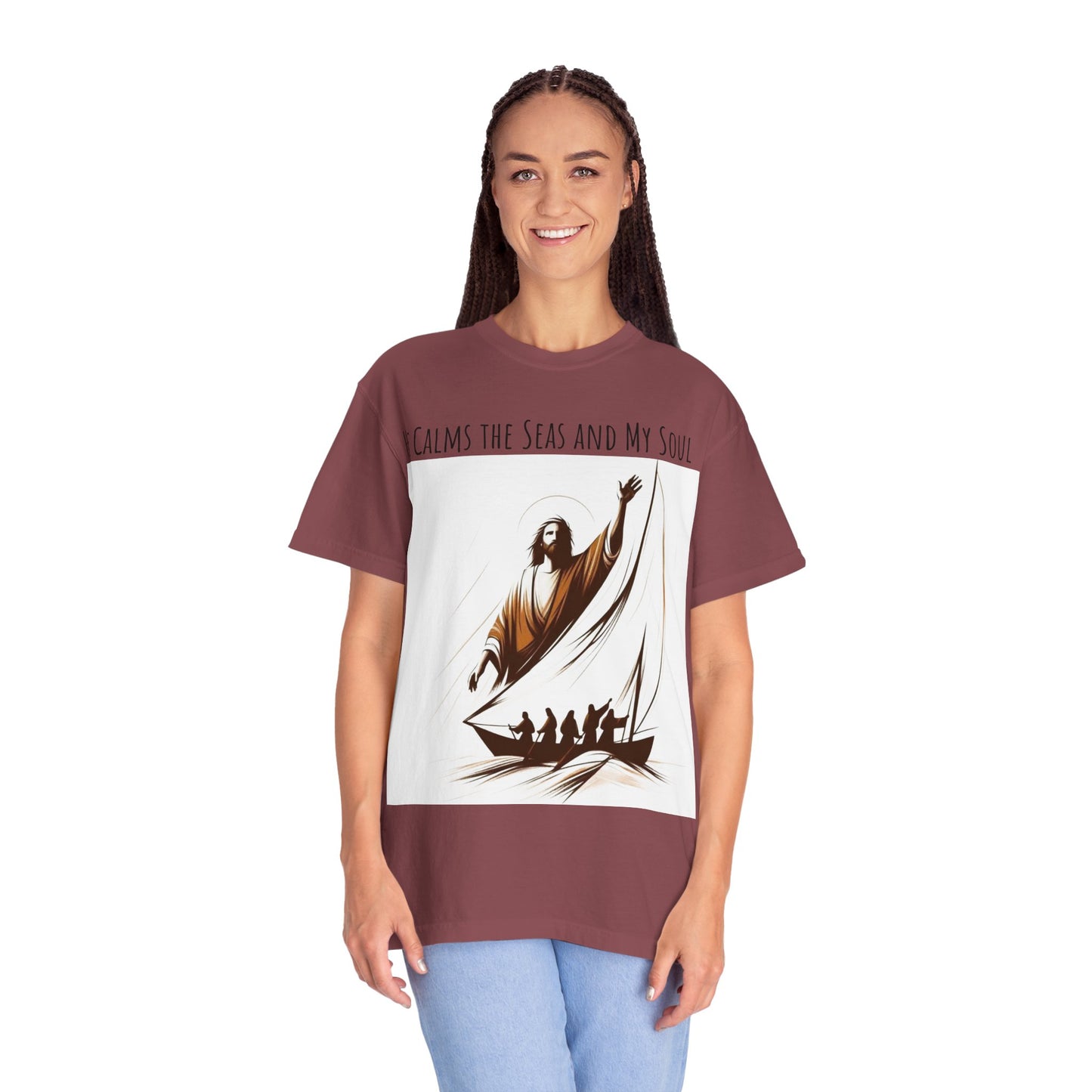 Faith-Inspired Unisex T-Shirt | Jesus Calms the Sea, Christian Gift, Relaxed Fit Tee, Spiritual Apparel, Casual Wear | guided by grace t-shirt