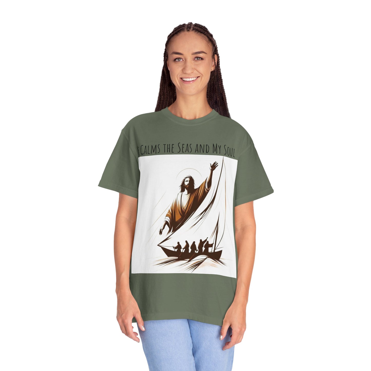 Faith-Inspired Unisex T-Shirt | Jesus Calms the Sea, Christian Gift, Relaxed Fit Tee, Spiritual Apparel, Casual Wear | guided by grace t-shirt