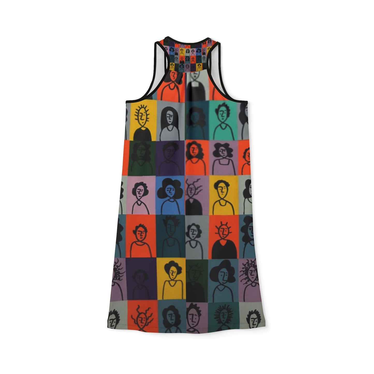 Vibrant Women's Racerback Dress, Artful Casual Summer Dress, Unique Graphic Dress, Colorful Art Dress, Everyday Wear, Festival Outfit