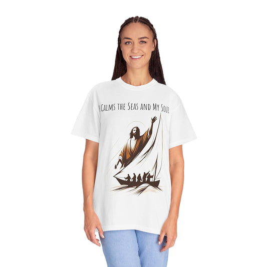 Faith-Inspired Unisex T-Shirt | Jesus Calms the Sea, Christian Gift, Relaxed Fit Tee, Spiritual Apparel, Casual Wear | guided by grace t-shirt
